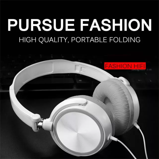 UK Wired Headphones Bass HiFi Over Ear Headset Earphone Stereo Noise Cancelling