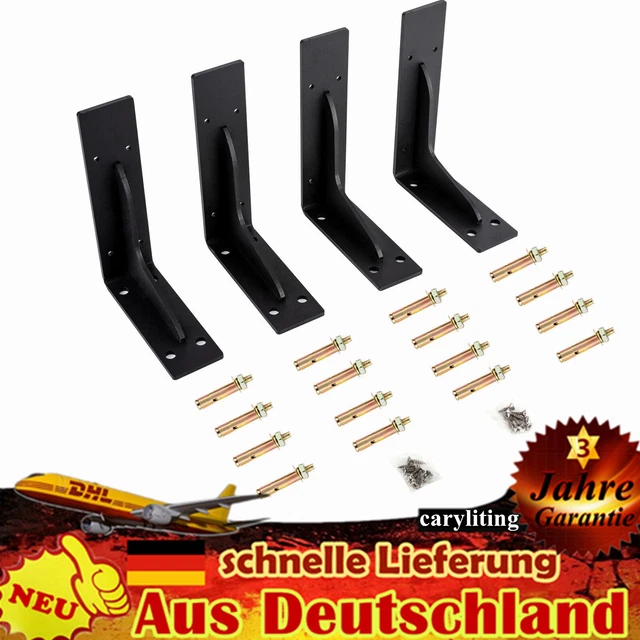 4 piezas ángulo de estantería soporte de estantería soporte de estantería estantería de pared consola de estantería negro 10*20 cm