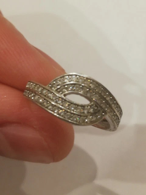 Bague Réminiscence En Argent 925 Et Zirconium - Taille 50 - Occasion Vintage Femme