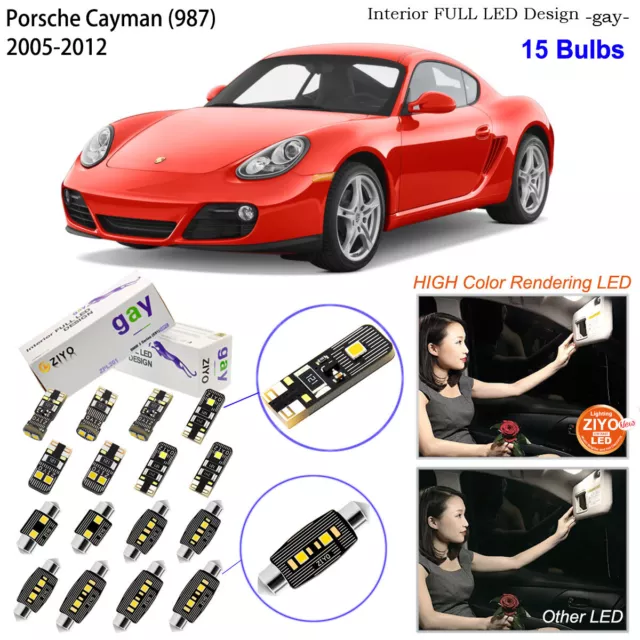 15 Bulbs Deluxe LED Interior Light Kit White For (987) 2005-2012 Porsche Cayman