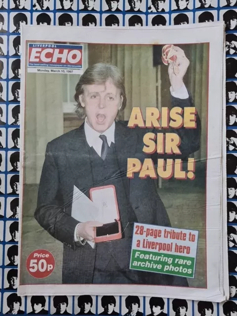 Arise Sir Paul McCartney Liverpool Echo Tribute Newspaper 1997 Beatles