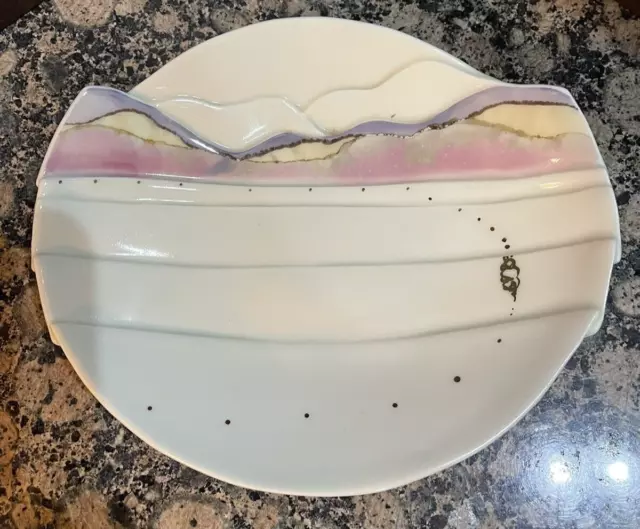 Vintage CAROLYN CARROLL Signed Pottery Art Deco Nouveau Plate Dish 8"