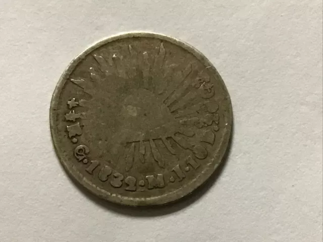 1832-Go MJ Mexico 1/2 Real Silver KM-270.7 Worn Out