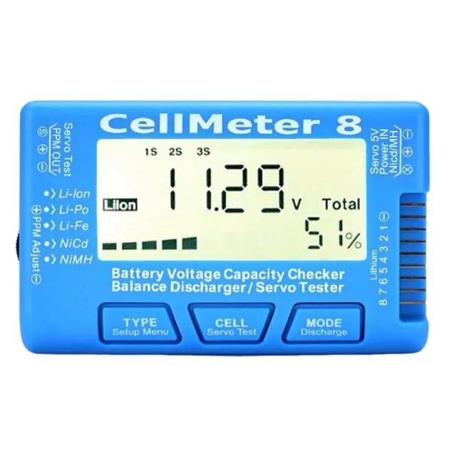 RC CellMeter8 1S-8S Dispositivo de comprobación de voltaje de la capacidad de la batería para LiPo Li-N1954