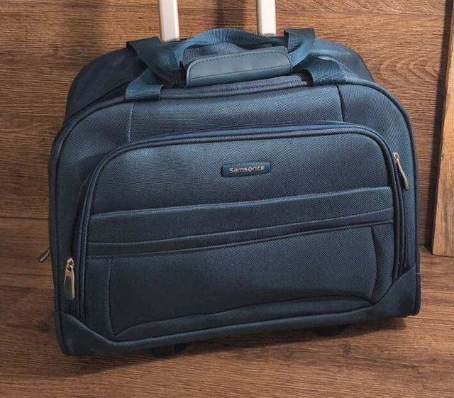 SAMSONITE 1910 2 WHEEL CARRY ON SUITCASE lots of compartments Teal