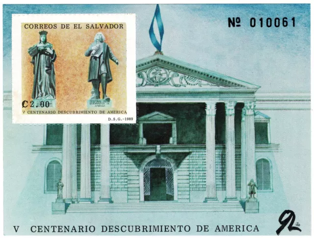 Stamp sellos El Salvador  1989 V Centenario Descubrimiento de América  SD