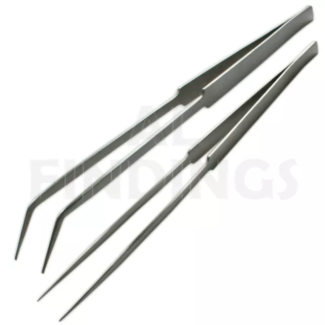 Pair 10" Fish Tank Long Aquatic Water Plant Aquarium Straight Bent Tweezers