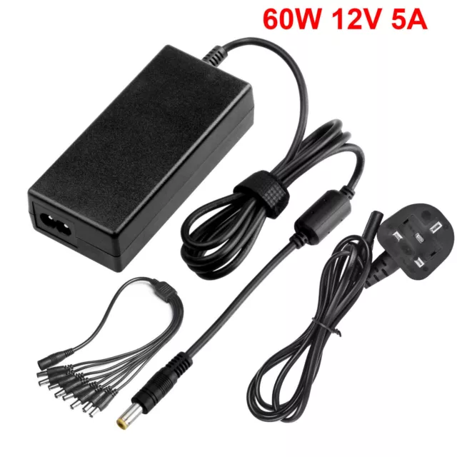 DC 12V 5A Power Supply Adapter +8 Split Power Cable for Lorex Swann QSee Sannce 3