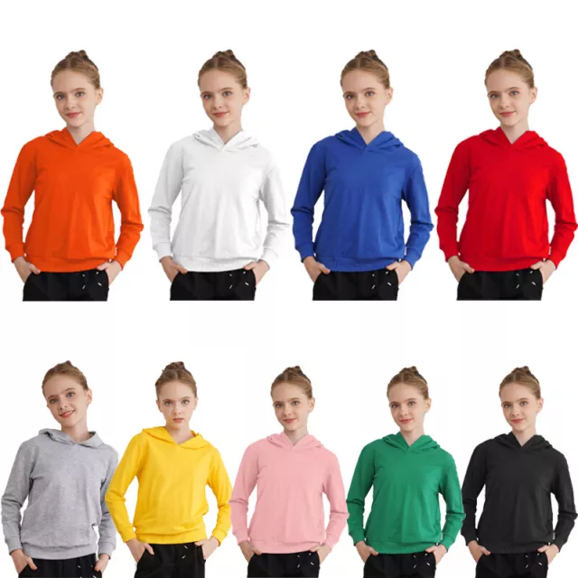 Kids Girls Boys Hoodie Sports Pullover Top Breathable Hooded Sweatshirt Casual