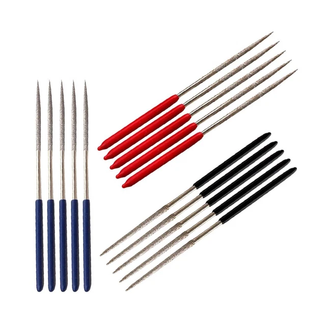 Set 15 pz file con ago diamante rosso/blu/nero per artigianato artistico e gioielleria