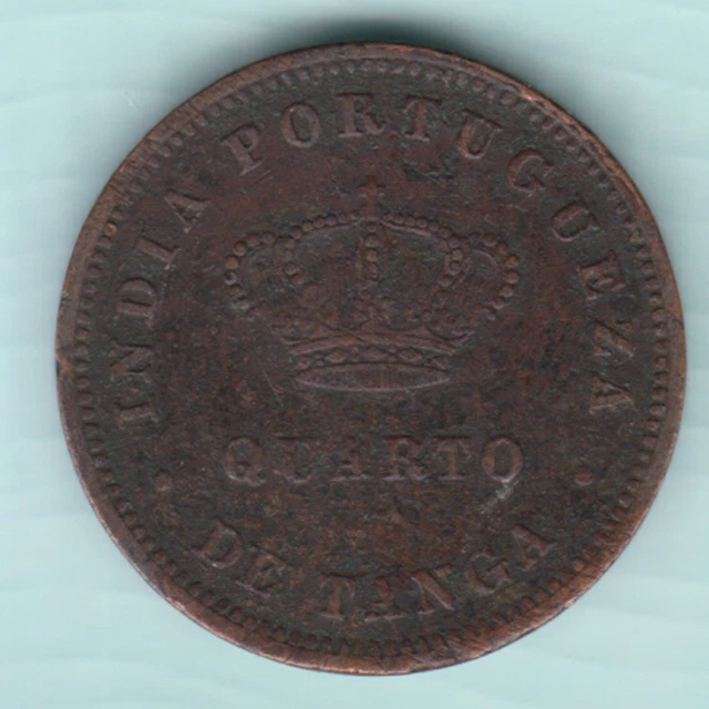 Portuguese India 1881 Ludovicus I Quarto De Tanga Copper Coin