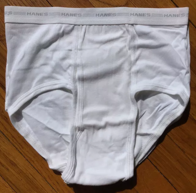 NOS VINTAGE HANES White 100% Cotton Briefs Underwear Black Red Band ~ Sz 42  USA $18.00 - PicClick
