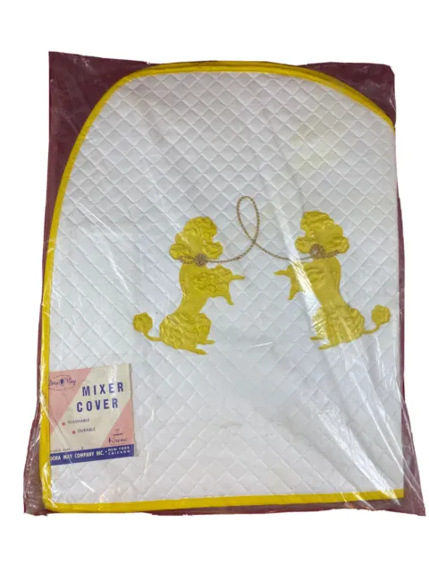 Vintage Dora May Kitchen Mixer Cover NOS Yellow Poodles Washable Quilted Durable