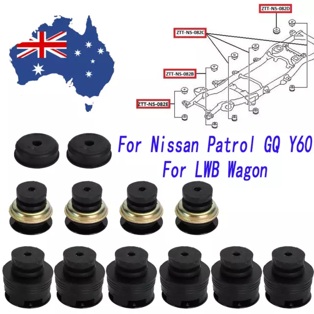 12PCS Body Mount Bushing Set Kit 9551006J00 For Nissan Patrol GQ Y60 LWB Wagon