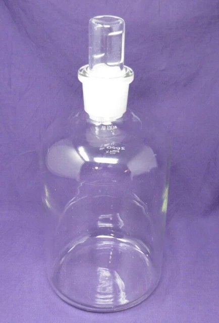 TRUE VINTAGE KIMAX 2L Reagent Apothecary Bottle Ground Glass Stopper