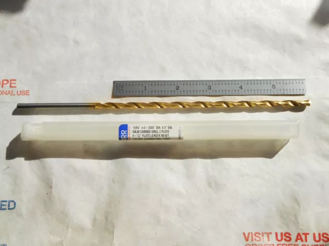 New Garr Tool Usa 13/64" Dia. X 6-1/2" Fl X 9" Oal Solid Carbide 30Xd Drill Bit
