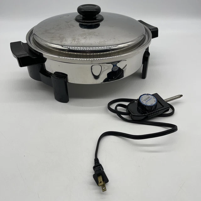 Saladmaster K7256 Oil Core Electric Skillet w/ Vapo Lid & Power Cord 12" Tested Saladmaster K7256 Oil Core Electric Skillet w/ Vapo Lid & Power Cord 12" Tested