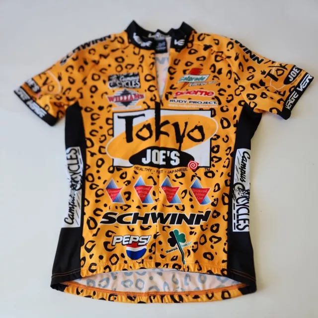 VINTAGE Tokyo Joe's Schwinn Cycle Jersey Size Large Leopard print 3/4 Zip