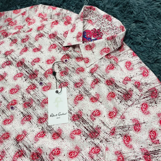 Robert Graham Kellenberg Short Sleeve Pink Button Up Short Sleeve Shirt Mens M