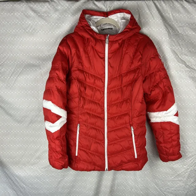 Spyder "Vintage Hoody" Synthetic Down Jacket 868101 Women's Size Large Red White