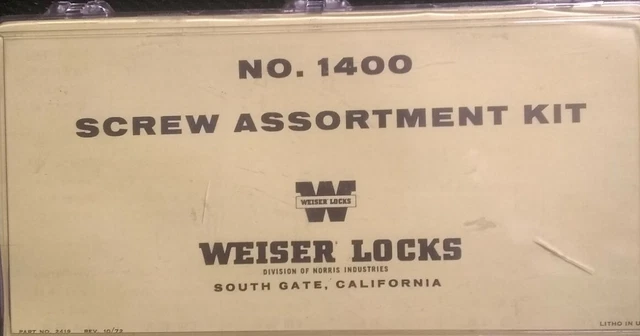 Weiser Locks Screw Assortment Kit no. 1400 used plus shipping