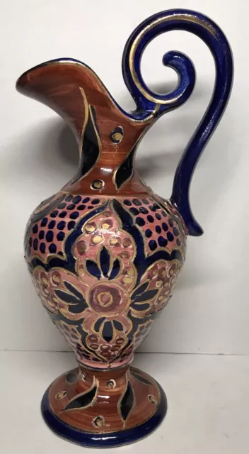 Rare Grand Vase Aiguière Vintage Signé V. Monaco H 33,5 L 17 l 13 Cm N1