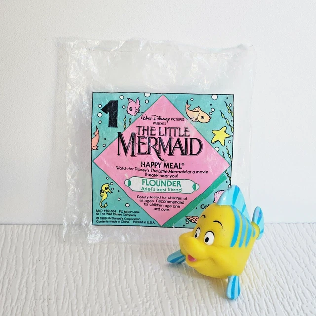 1989 DISNEYS LITTLE Mermaid McDonalds Happy Meal Toy Flounder 1 12.00