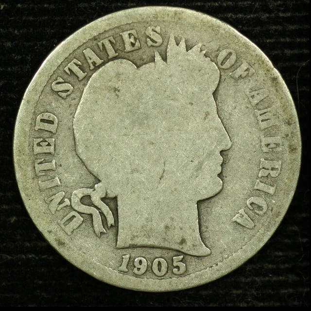 1905-P Barber Dime Philadelphia 10C Silver Ag /G Collector Coin Stock Photo