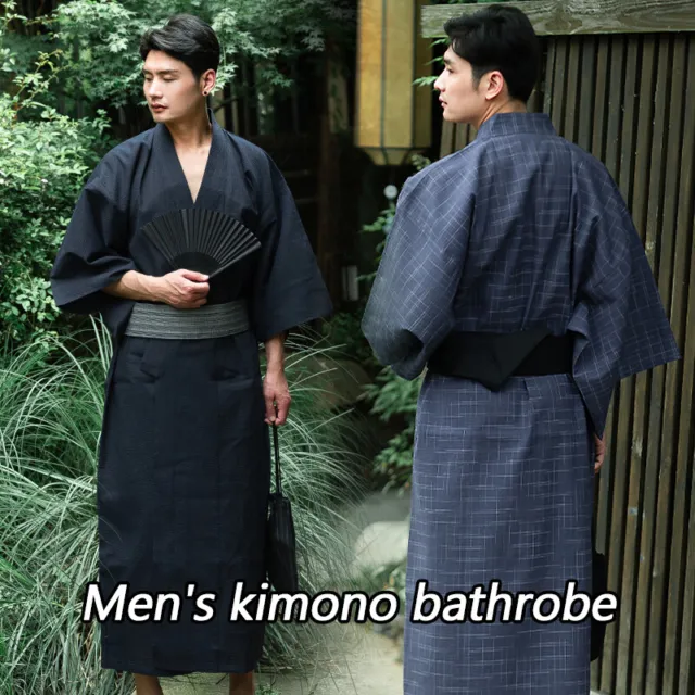Japanese Mens Kimono Samurai Robe Costume Suit Pajamas Kimono Yukata Cosplay NEW 2