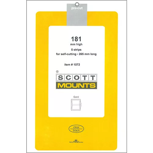 Scott/Prinz Pre-Cut Strips 265mm Long Stamp Mounts 265x181 #1072 Clear