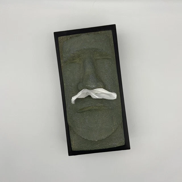 TIKI TISSUE BOX Cover Vintage! Easter Island Stone Face Novelty Moai