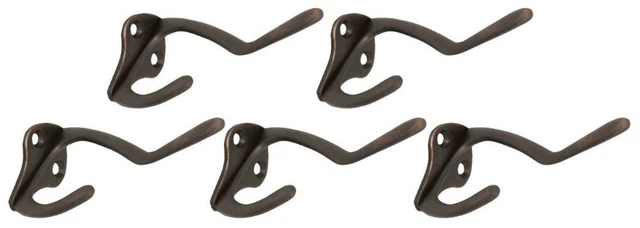 Design House 181966 Double Coat and Hat Hook - Pack of 5 - Bronze