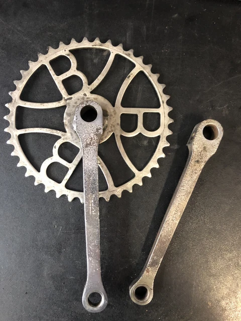 Pédalier Vélo Ancien Bianchi - Crankset Vintage - Pièce Vélo De Collection