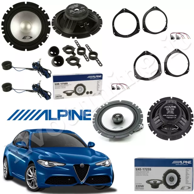 Set 6 Haut Parleur Haut-Parleurs Alpine Avant+Arrière pour Alfa Romeo Giulia