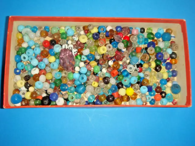 Large quantity of  old glass spangle beads for lace bobbins