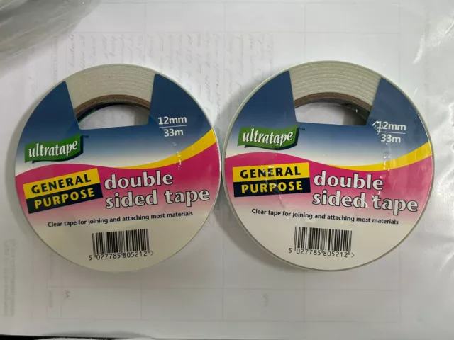 2 Rolls Ultratape Double Sided Tape 12mm x 33m