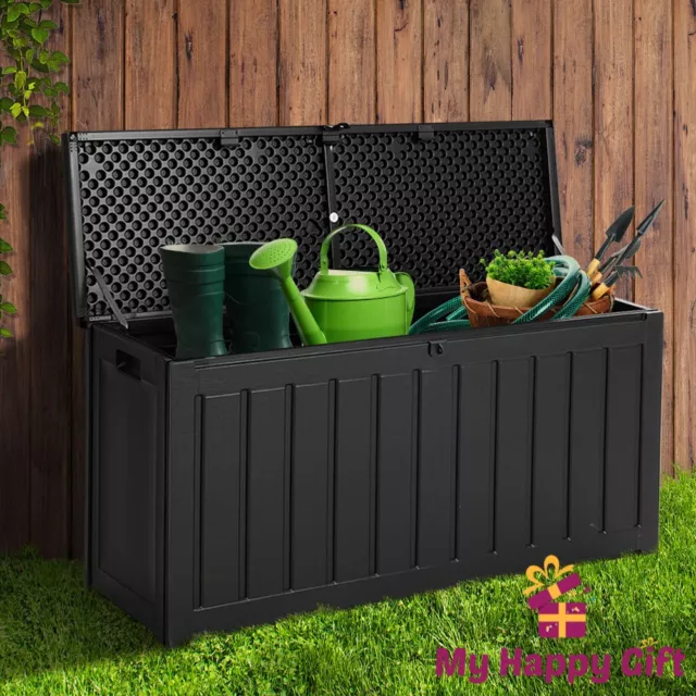 Gardeon 240L Outdoor Storage Box Lockable Bench Seat Garden Deck Toy Tool Sheds