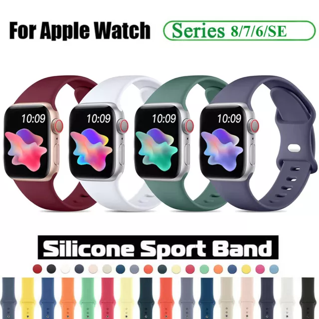 For Apple Watch Series 8 7 6 SE Silicone Sports Band iWatch 40mm-45mm Band Strap