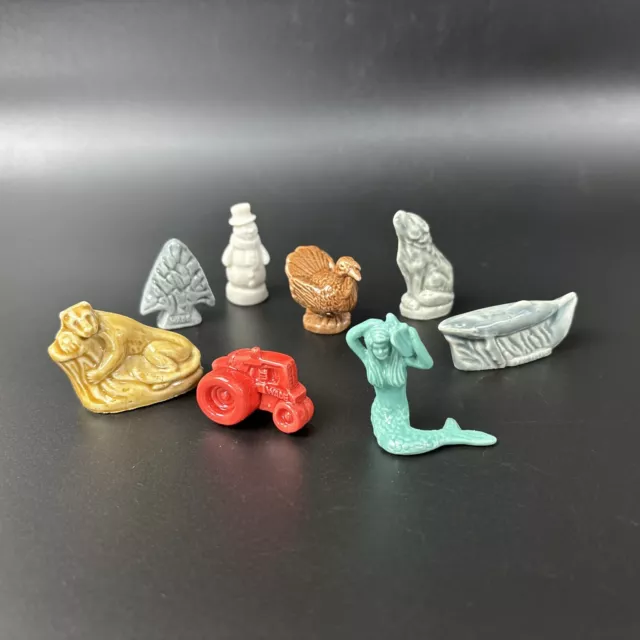 Nice Lot of 8 Wade Whimsies Porcelain Figurines Turkey Mermaid Tractor England