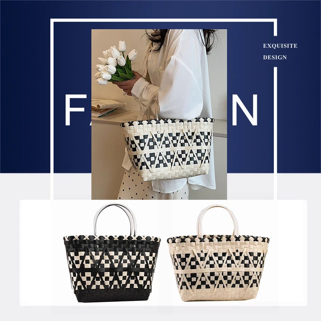 Women Female Totes Big Capacity Summer Beach Bags Weave Bucket for Girls Holiday