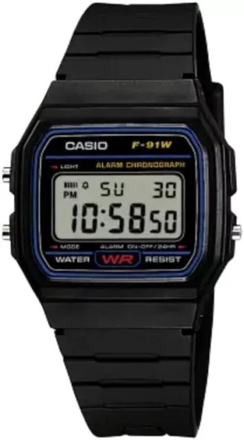 Armbanduhr Casio F-91W Unisex digital Quarz Retro Uhr Multi schwarz eckig B-WARE