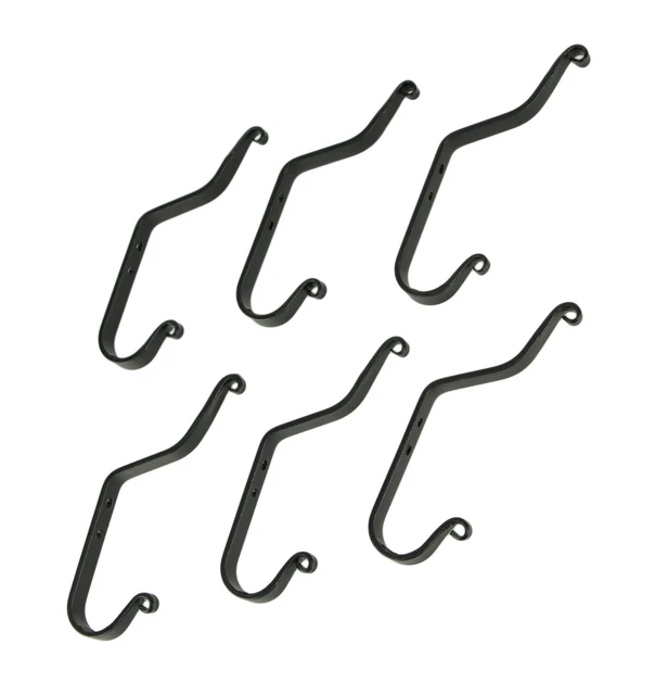 Hand Forged Wrought Iron Wall Hooks Primitive Decor Set of 6