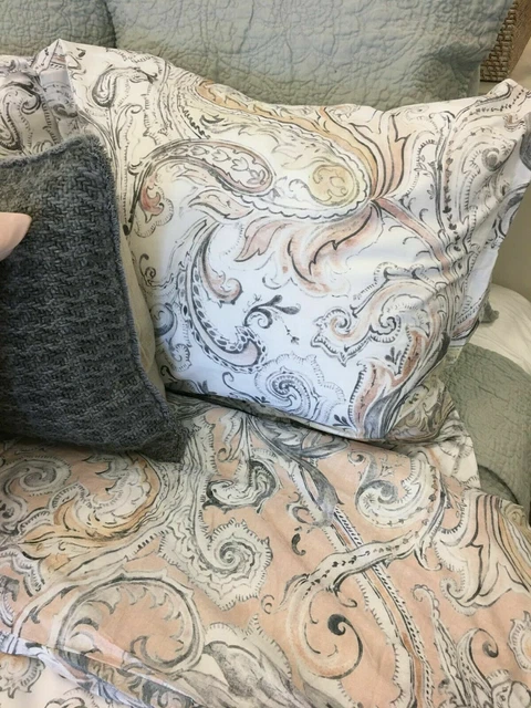 POTTERY BARN MALLORIE Reversible queen Duvet 2 std shams warm
