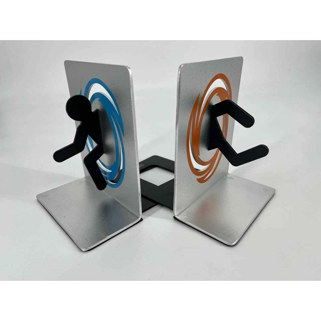 Think Geek Portal Bookends Video Game Valve Aluminum Book Ends Silver
