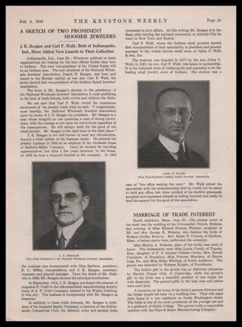 1916 J E Reagan Carl Walk Indianapolis Indiana Hoosier Jewelers Article Print Ad