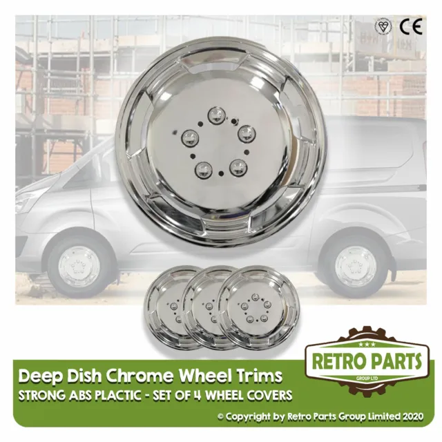 16 inch Chrome Deep Dish Van Wheel Trims for Fiat Vans Hub Caps Covers