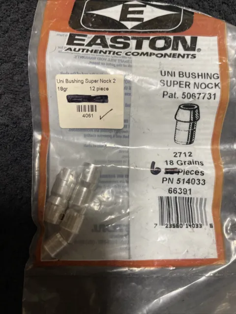 Easton Authentic Components Uni Bushing Super Nock 2712 18 Grains 6 Pieces