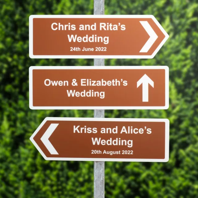 Personalised Wedding Directional Road Sign Acrylic UV Printed Holes Optional