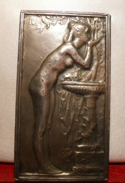 1900 V RARE MEDAL FRENCH SILVER WATER FOUNTAIN SOURCE CHERUB NUDE Dupuis plaque