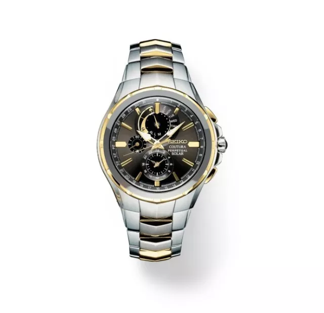 Seiko Coutura Mens $495 Solar Perpetual Calendar Silver Chronograph Watch Ssc376 2